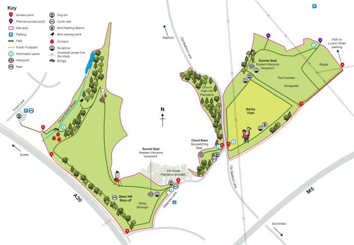 A map of the layout of Ridgetop Park