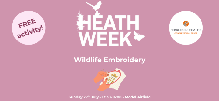 Heathweek Wildlife embroidery illustration