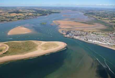 An aerial photograph of the Exe Estuary (c) Still Imaging